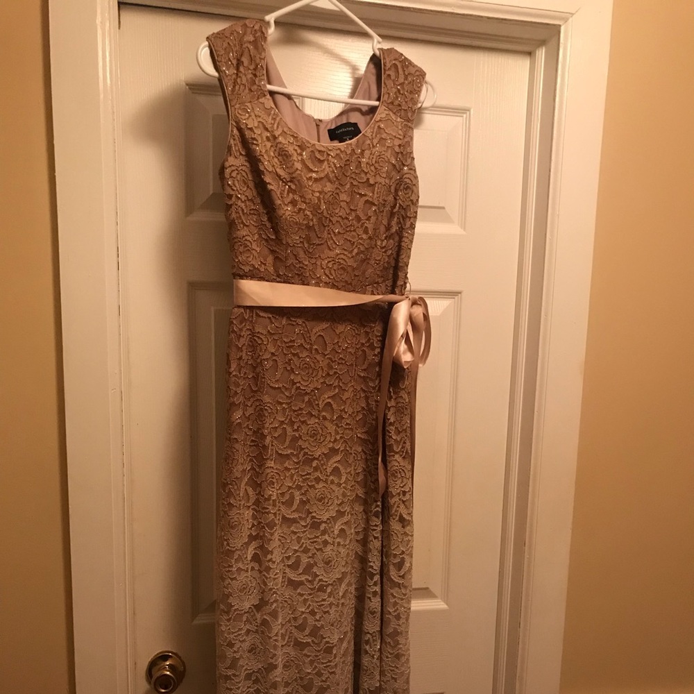 Lace Ombré Tan and Cream Dress